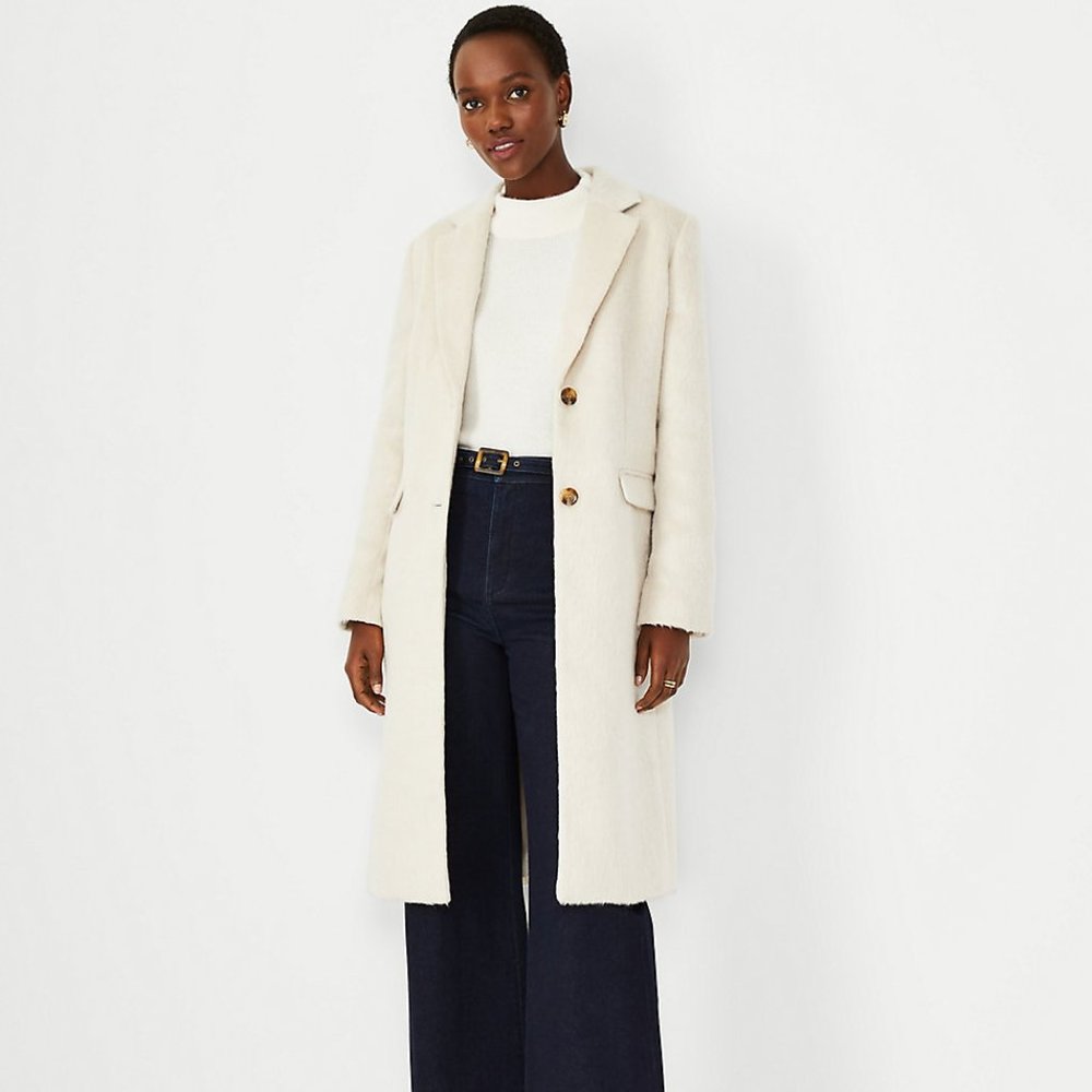 Double Breasted Chesterfield Coat - Winter White